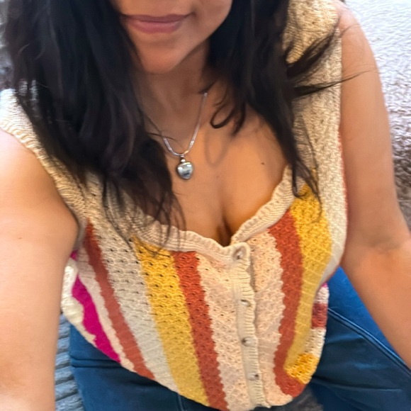 Grace+Karma Striped Multicolor Button Knit Tank Top Size 1X - Picture 6 of 6